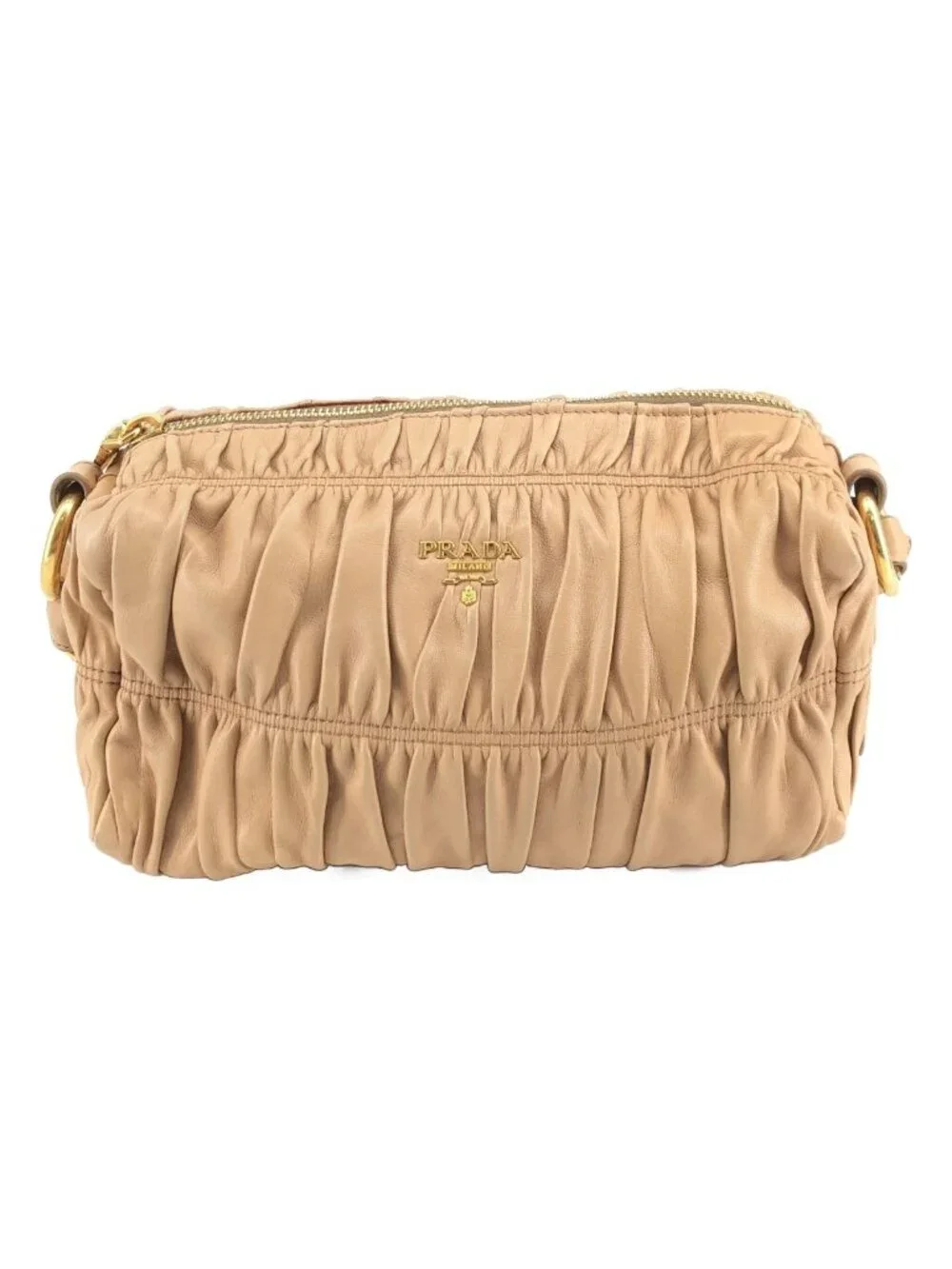 Prada Nappa Gaufre Chain Shoulder Bag Beige